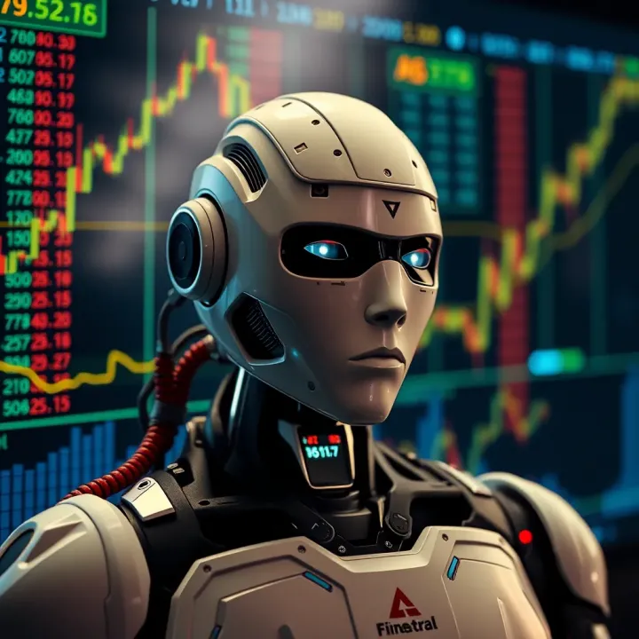 Digital interface displaying binary options trading with automated robot assistant