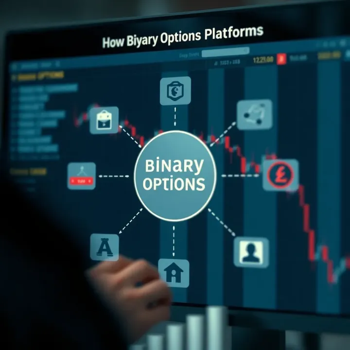 Diagram illustrating how binary options platforms operate with various financial assets