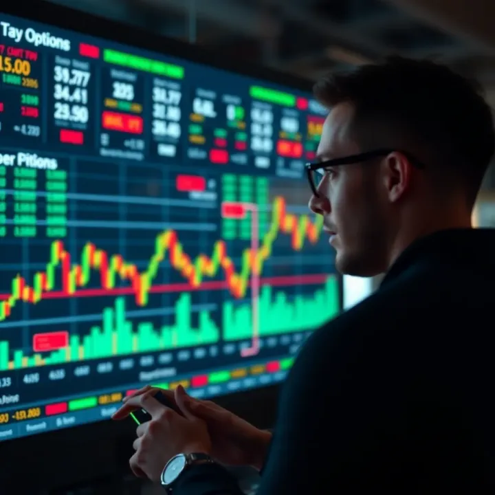 Digital interface showing automated binary options trading algorithm at work