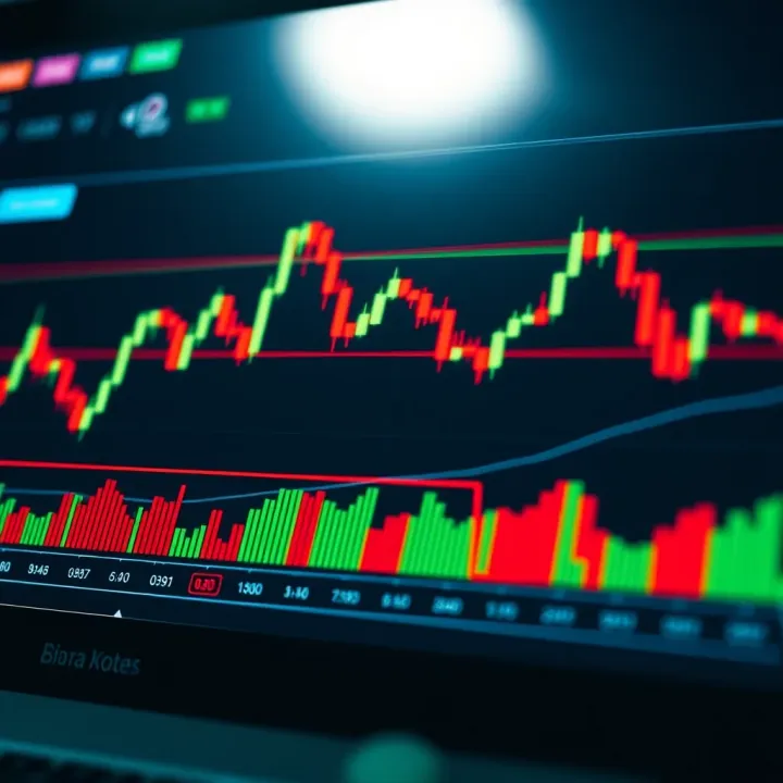 Detailed binary options chart with trend lines and indicators highlighting investment strategies