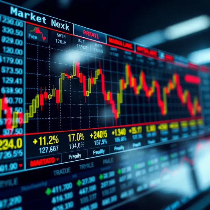 Chart showing binary options trading with fluctuating market prices