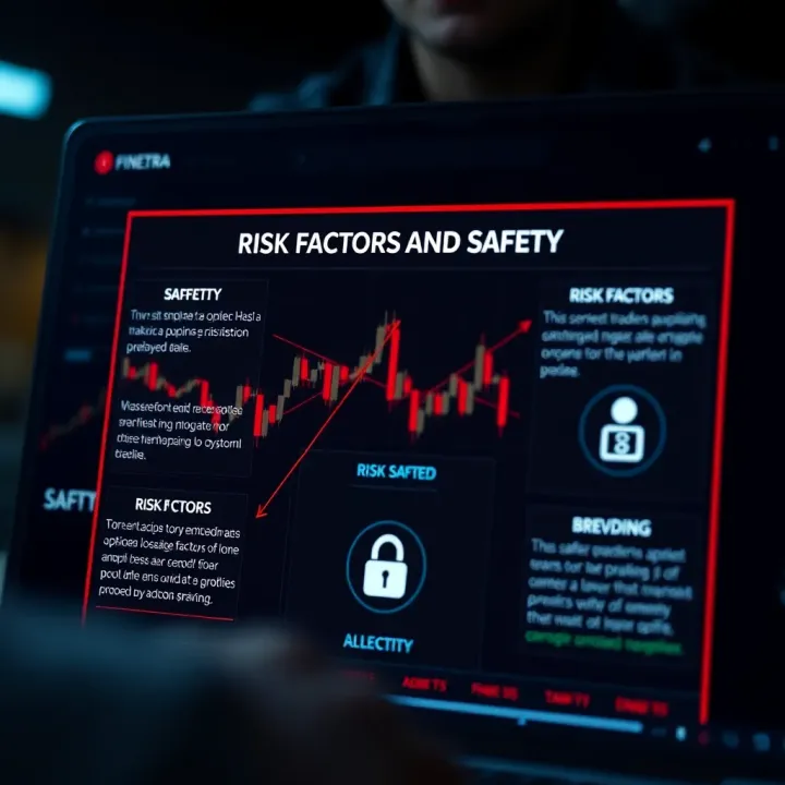 Graphic depicting risk factors and safety measures in binary options trading