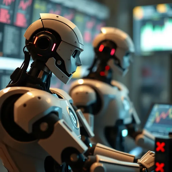 Conceptual illustration of benefits and risks in using trading robots for binary options