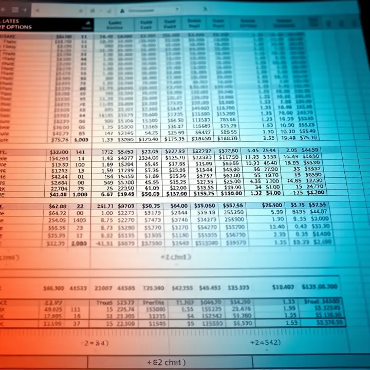 Spreadsheet displaying various columns and rows with binary options trading data and formulas for calculating profits and losses
