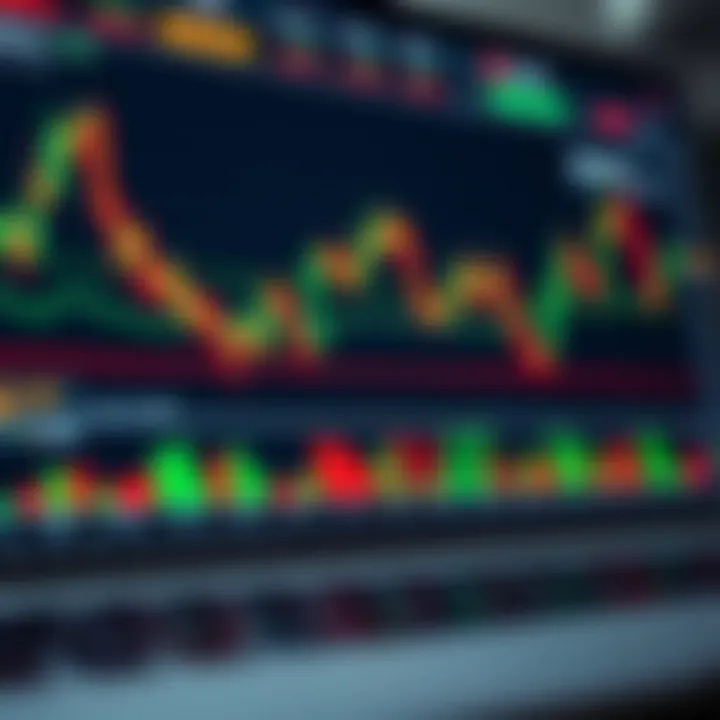 Illustration showing a digital trading platform interface with binary options graphs and charts