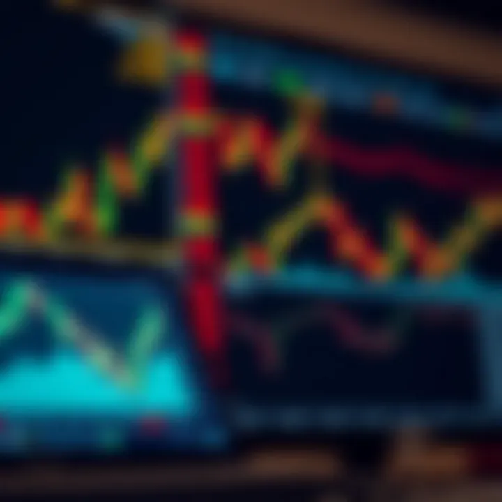 Illustration of binary options trading concept with charts and digital interface