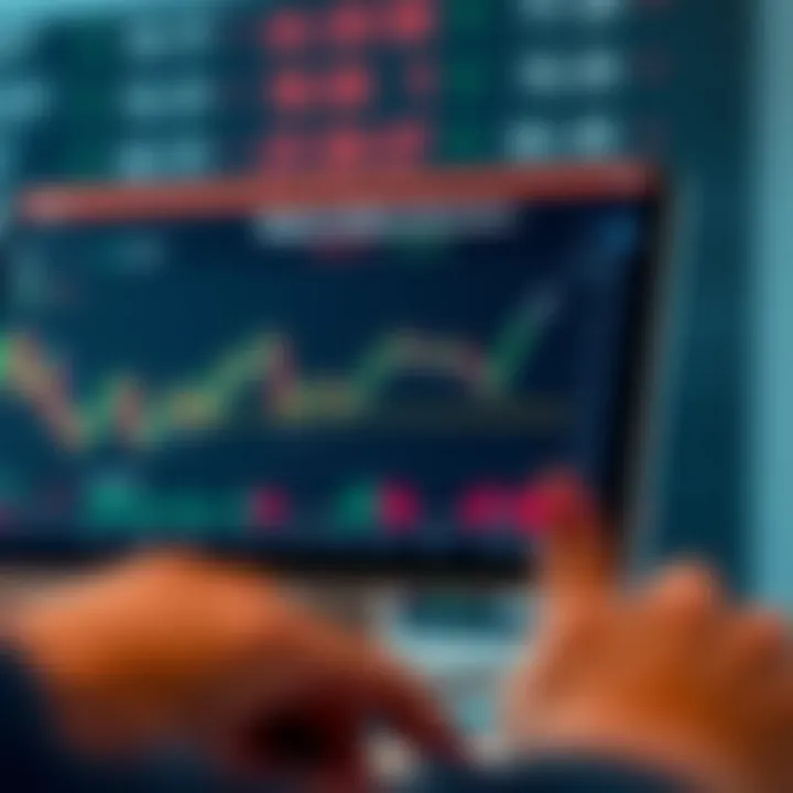 Diagram showing the concept and mechanism of binary options trading with financial graphs