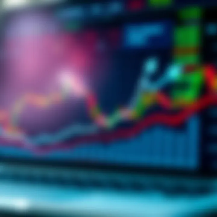 Graph illustrating binary options trading concepts with upward and downward arrows