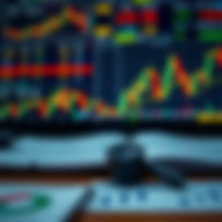 Binary options trading concepts with charts and market analysis symbols