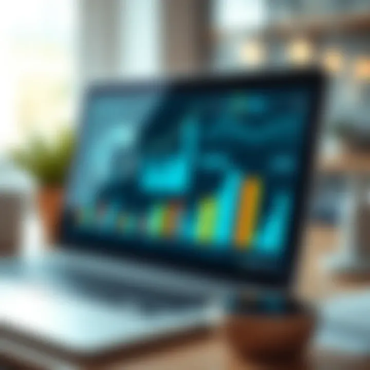 Business strategy concept with marketing icons and dashboard displaying key metrics and insights