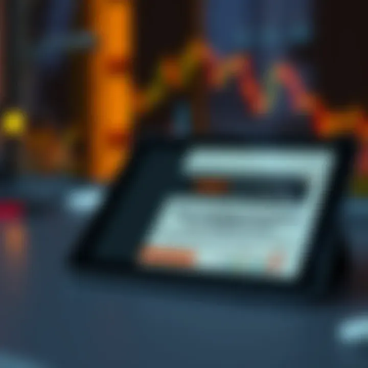 Illustration of a digital tablet displaying a PDF guide about day trading strategies and essential tips