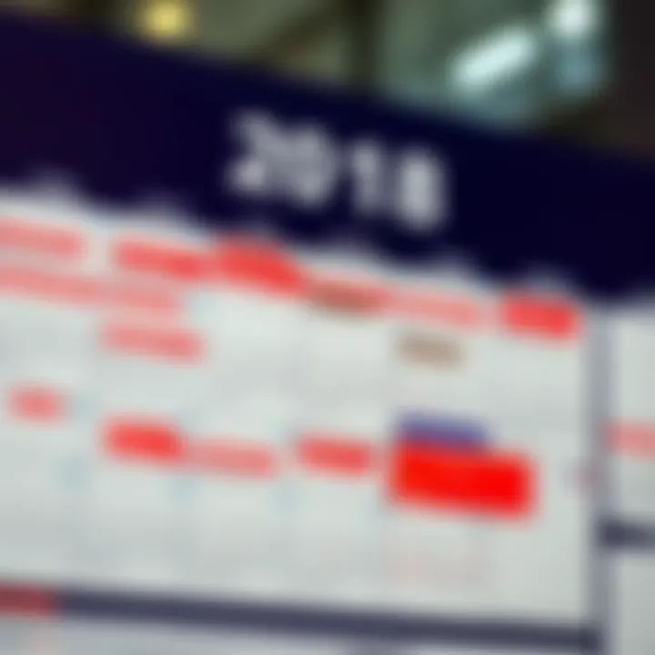 Economic calendar displaying key global and national financial events of the year