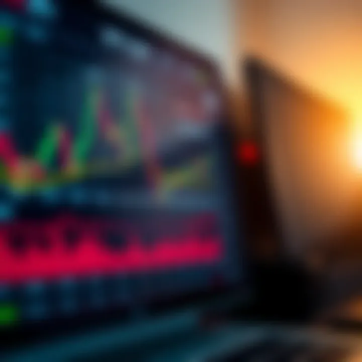 Digital interface displaying binary options trading graphs and financial indicators