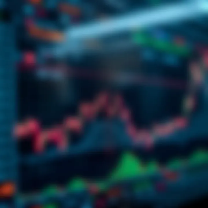 Digital graph displaying cryptocurrency market trends and trading activity