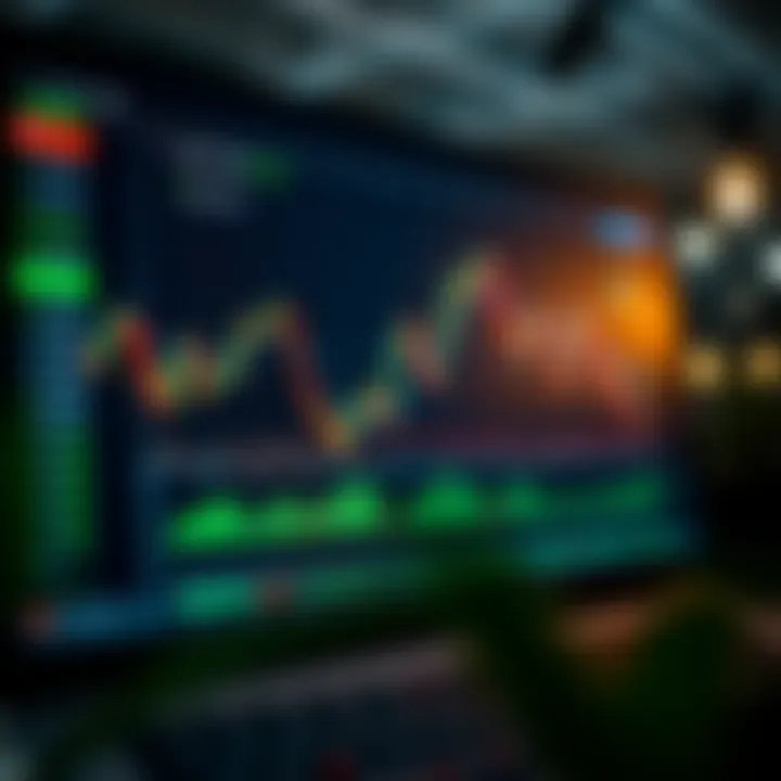 Graph showing financial market trends on a computer screen used for trading practice