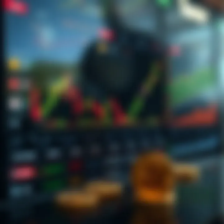 Graphic depicting investment strategy with multiple cryptocurrency charts and selection options