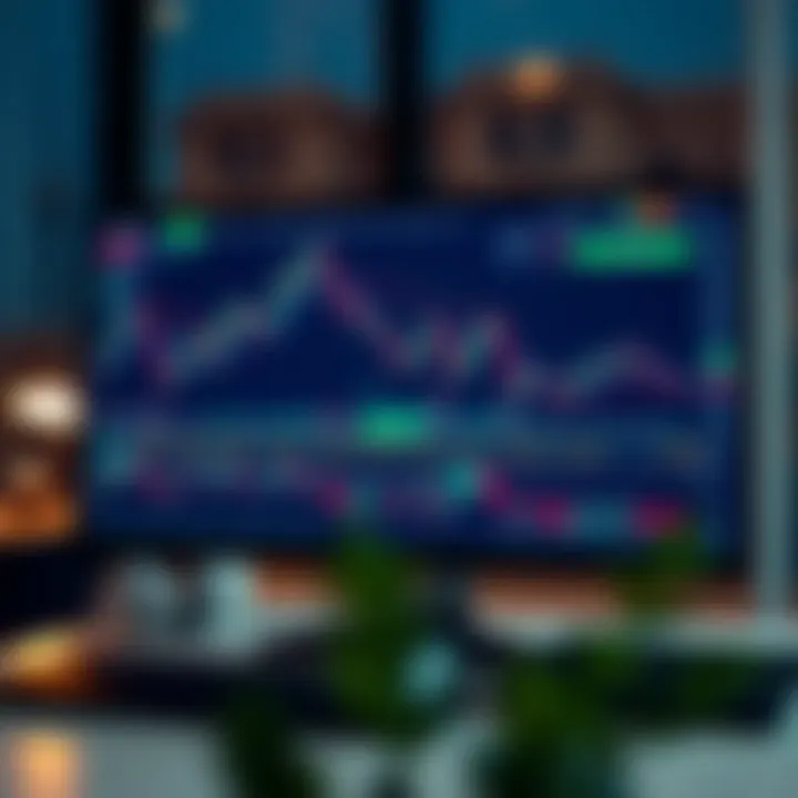 Illustration of trading charts and a computer screen displaying financial data and trading tools