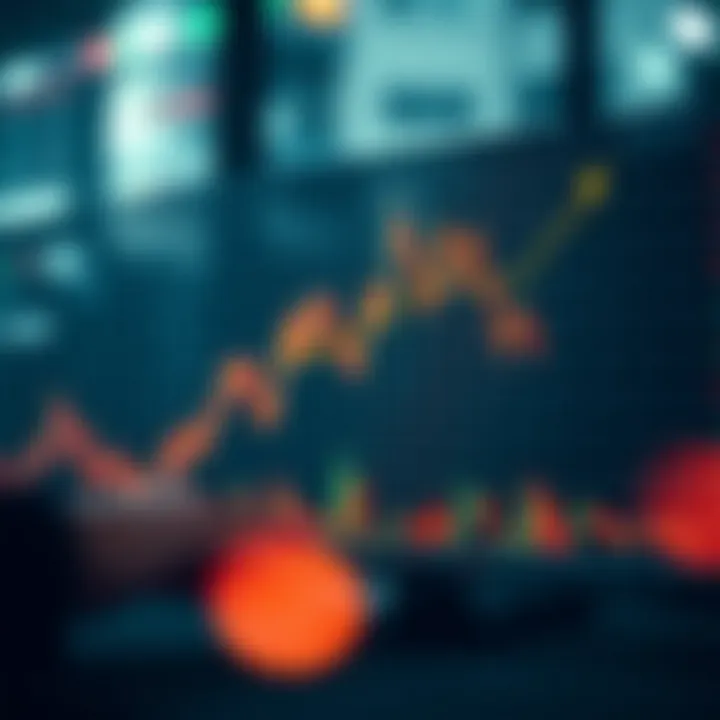 Graph showing upward and downward trends representing day trading strategies