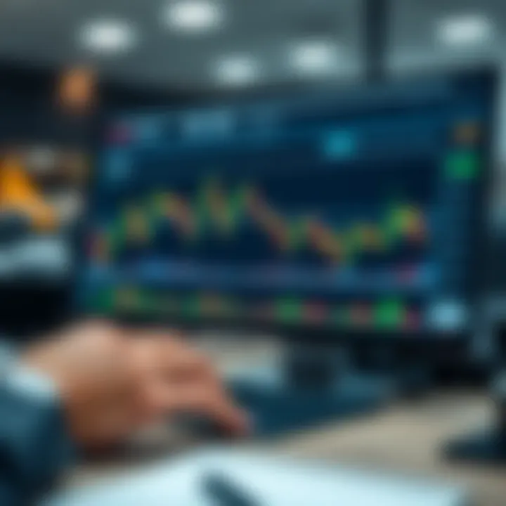 Financial market interface displaying demo trading charts and indicators