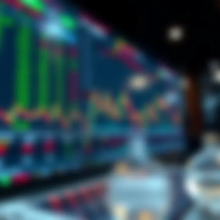 Illustration of a virtual stock trading platform showing simulated stock prices and portfolios