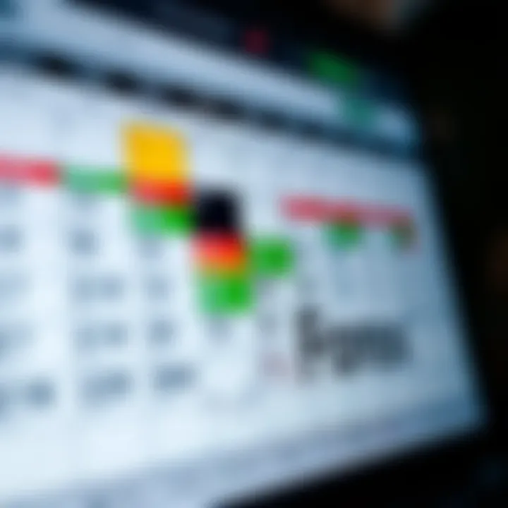 Economic calendar displaying upcoming global financial events and indicators relevant to Forex market analysis