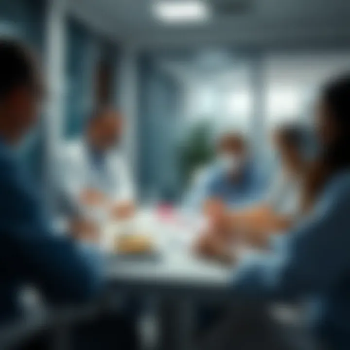 Hospital staff collaborating in patient safety meeting to discuss risk management strategies