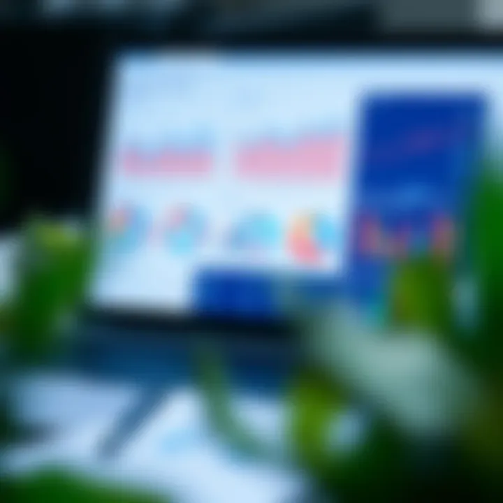 Detailed market research data analysis on a laptop screen with charts and graphs