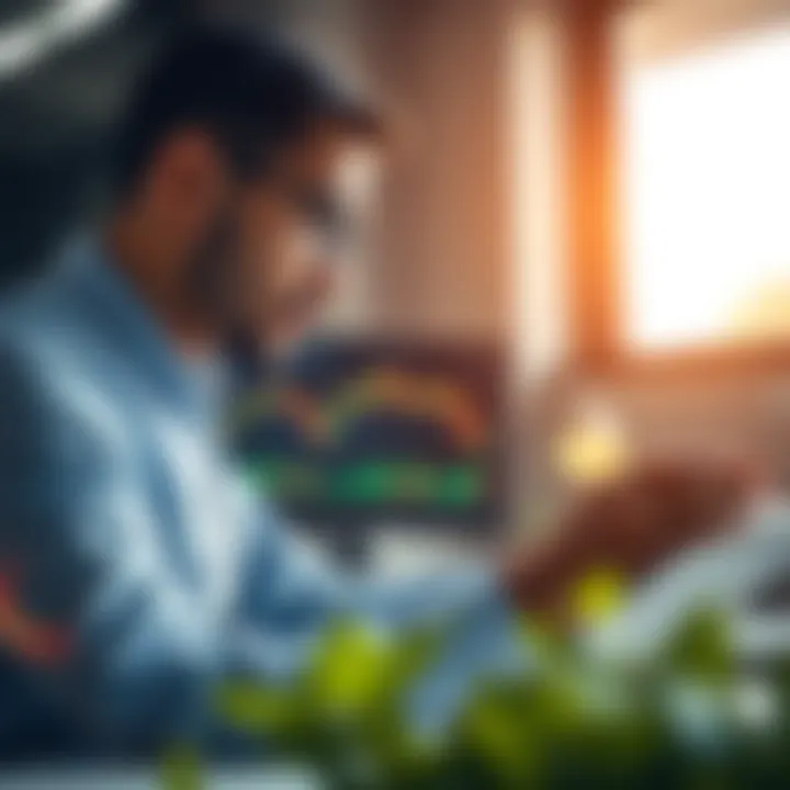 Investor analyzing charts on a digital platform to test trading strategies risk-free