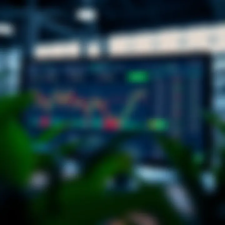 Simulated Trading Platform with Virtual Balance for Risk-Free Practice Illustration of a computer screen displaying a simulated trading platform with charts and virtual balance