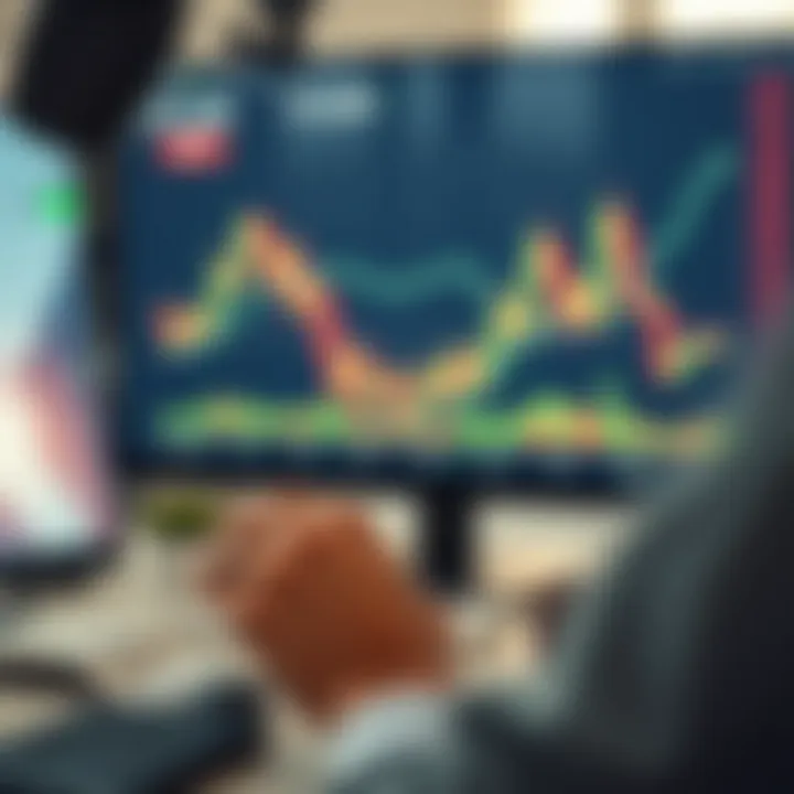 Illustration of strategic decision-making with charts and financial indicators for binary trading