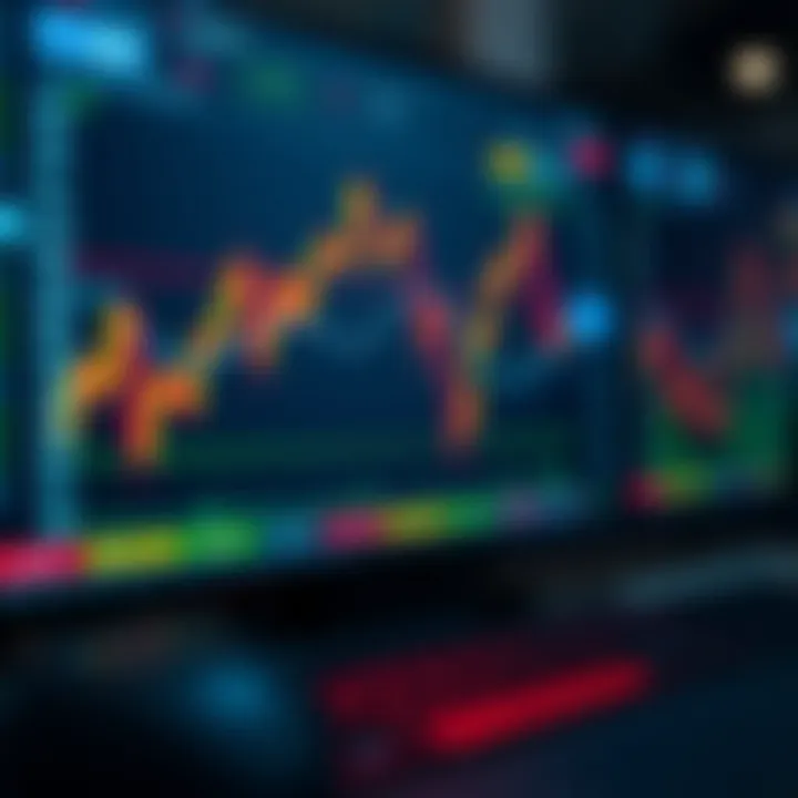 Graph and charts displayed on digital interface with investment data
