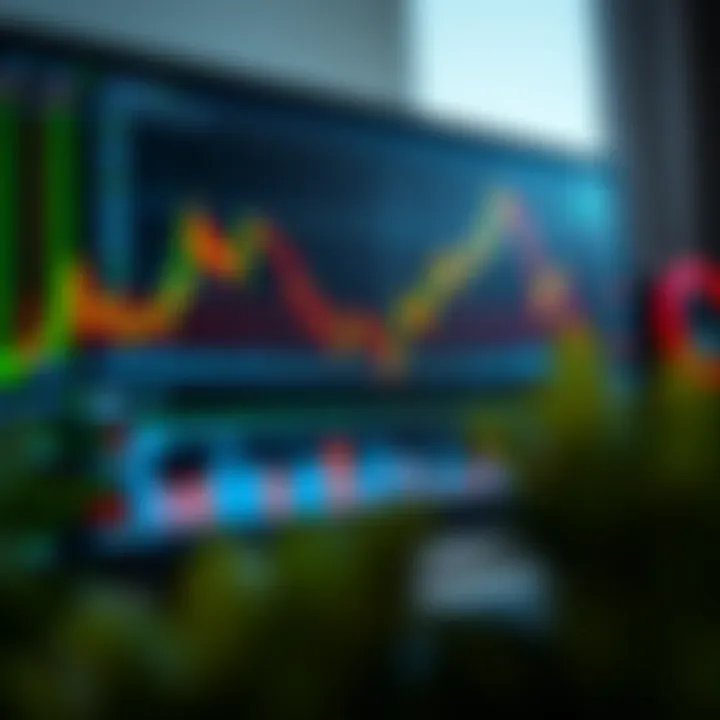 Illustration showing financial charts and binary option trading interface on computer screen