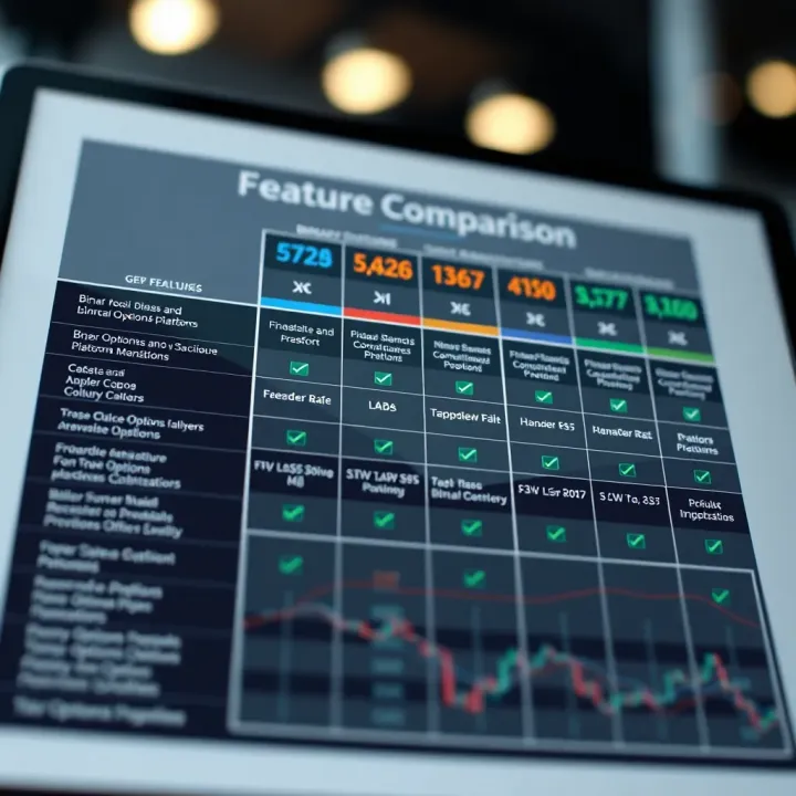 Comparison chart highlighting key features of various binary options platforms in Brazil
