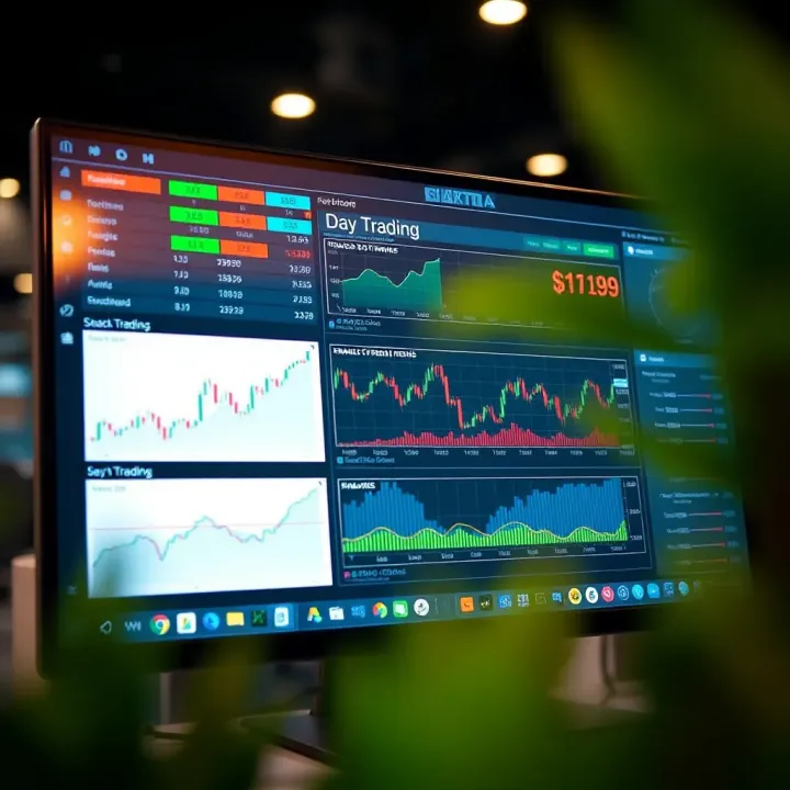 Dashboard displaying various charts and indicators for day trading software