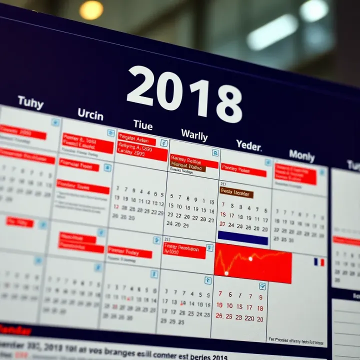 Economic calendar displaying key global and national financial events of the year