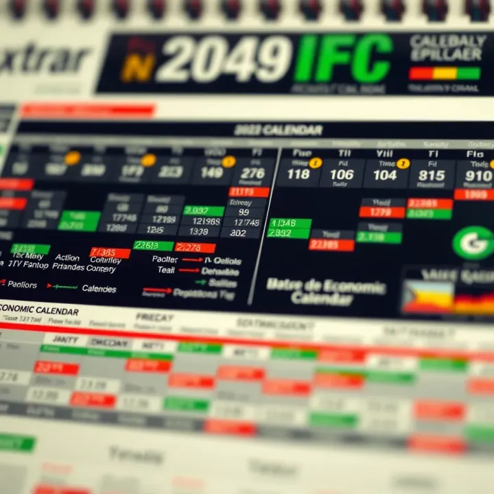 Monthly economic calendar showcasing important financial indicators and events