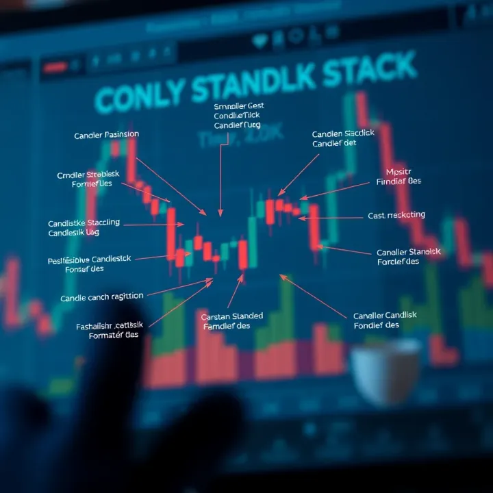 Visual examples of common candlestick formations with annotations explaining their significance