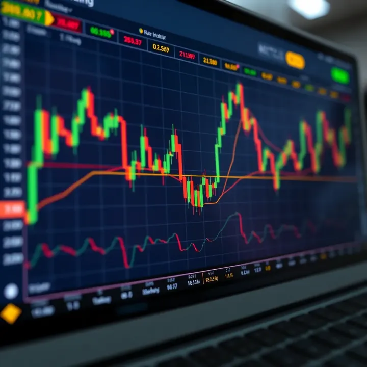 Interface of a cryptocurrency trading platform showing charts and technical indicators