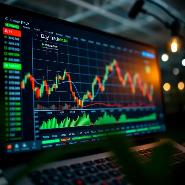 Graph showing financial market trends on a computer screen used for trading practice