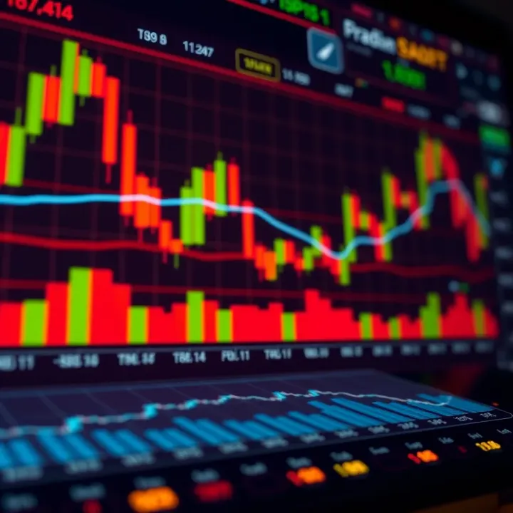 Chart showing candlestick patterns and technical indicators for options day trading