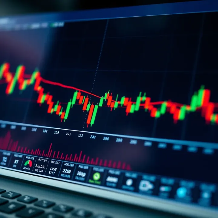 Chart showing price action patterns with candlestick formations on a financial graph
