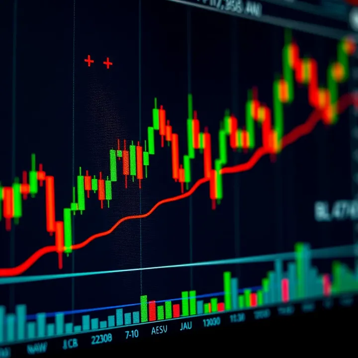 Chart showing candlestick patterns used in price action trading to analyze market trends