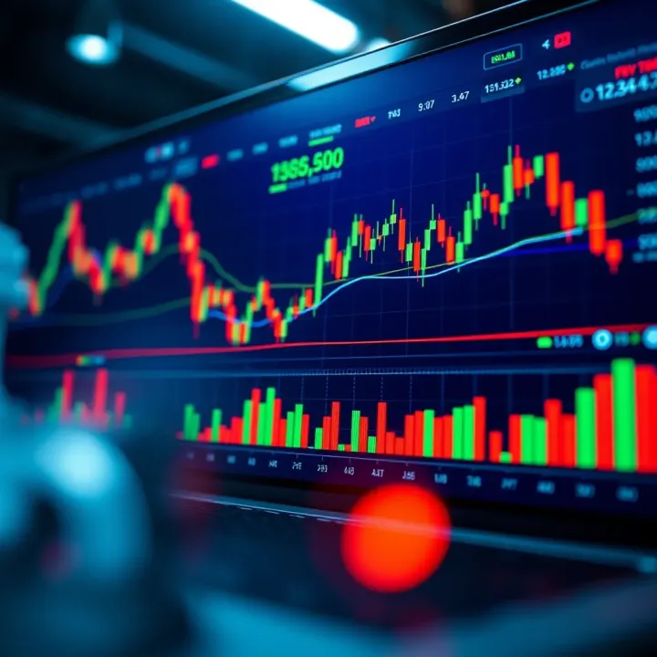 Illustration showing a digital interface with multiple financial charts and graphs representing copy trading dynamics