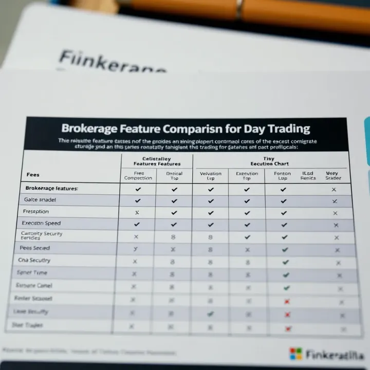 Comparison chart displaying various brokerage features such as fees, execution speed, and security for day traders