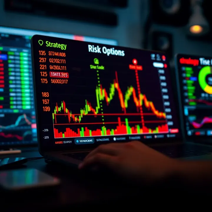 Conceptual illustration of risk management and strategy planning in binary options trading