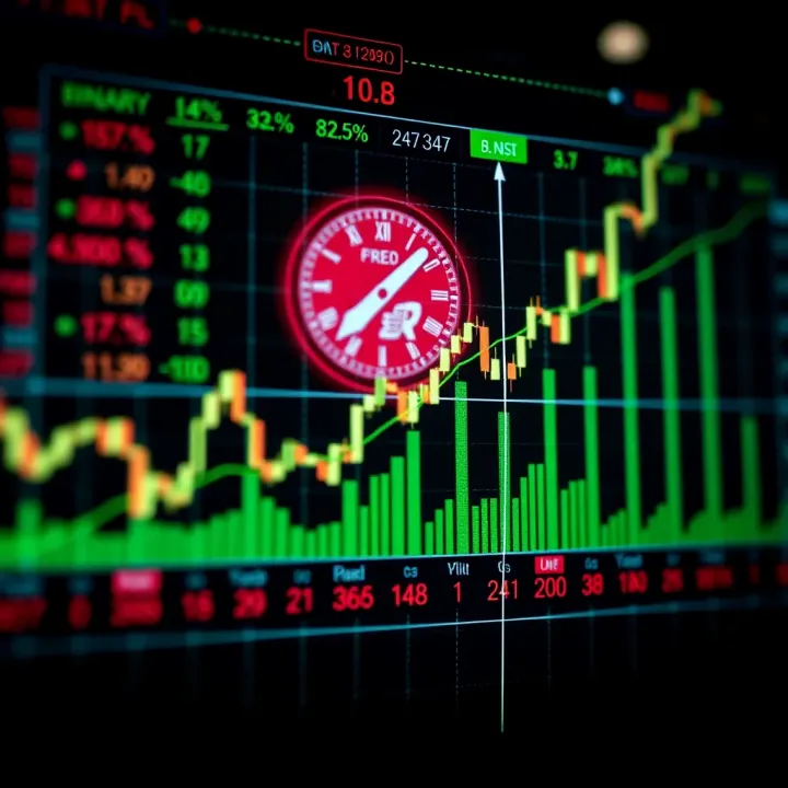 Graph showing upward trends in binary options trading with financial data overlays