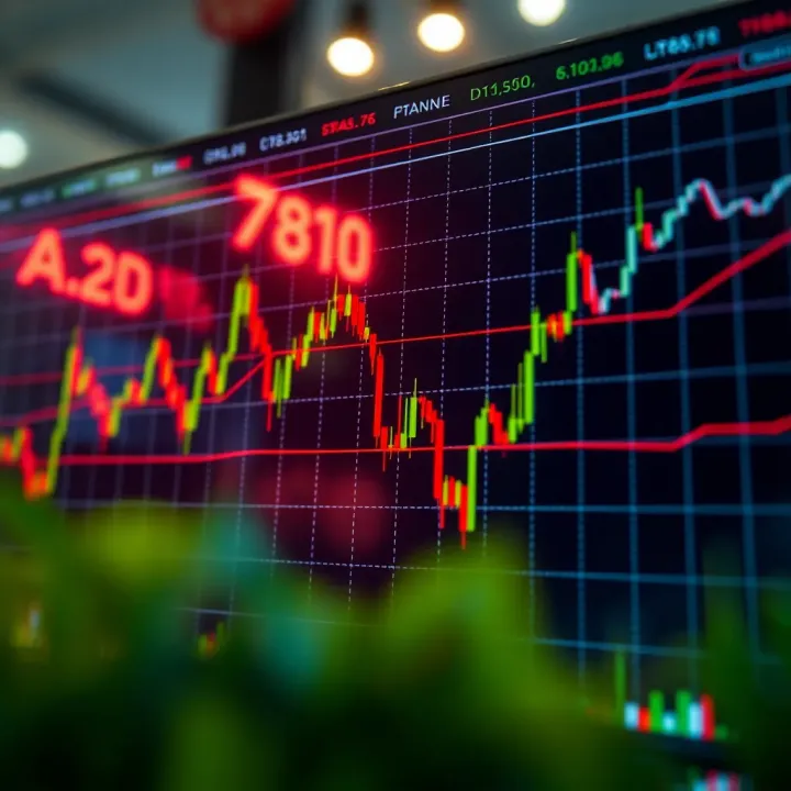Graph showing rising and falling stock prices representing market fluctuations