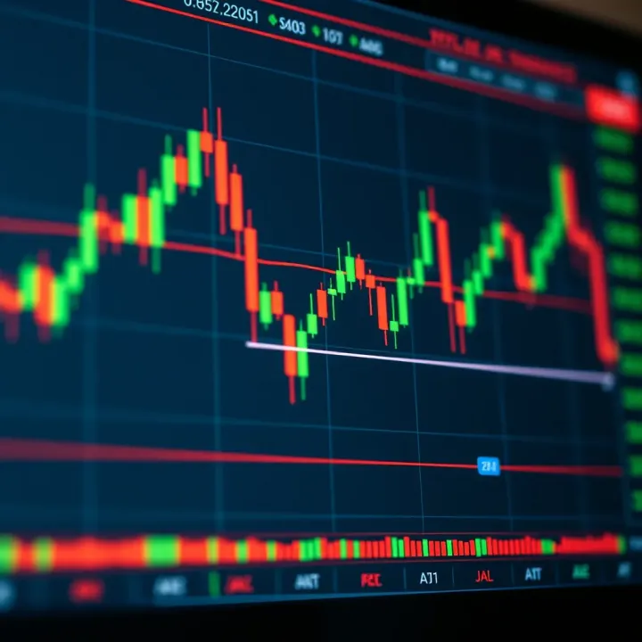Chart displaying candlestick patterns and technical indicators for day trading strategy