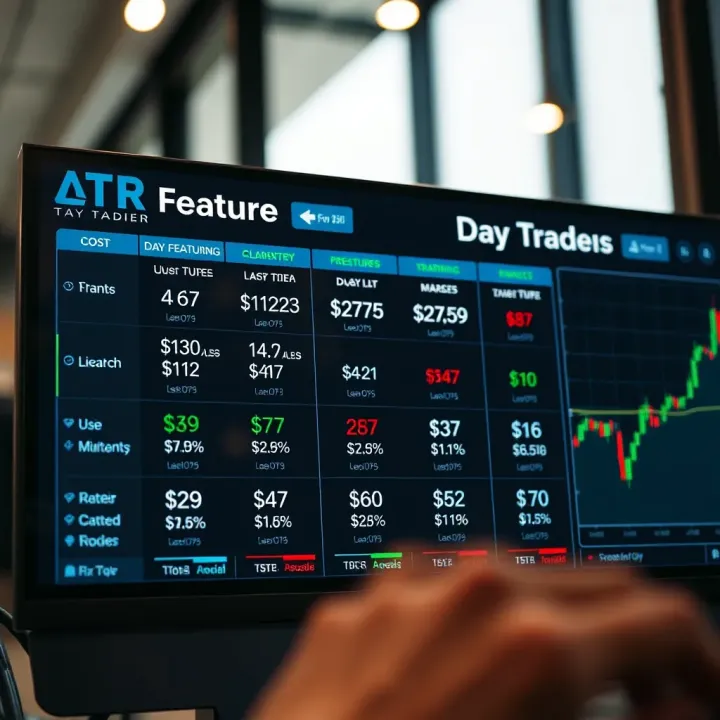 Comparison of key features and costs of different day trading platforms shown on a digital dashboard
