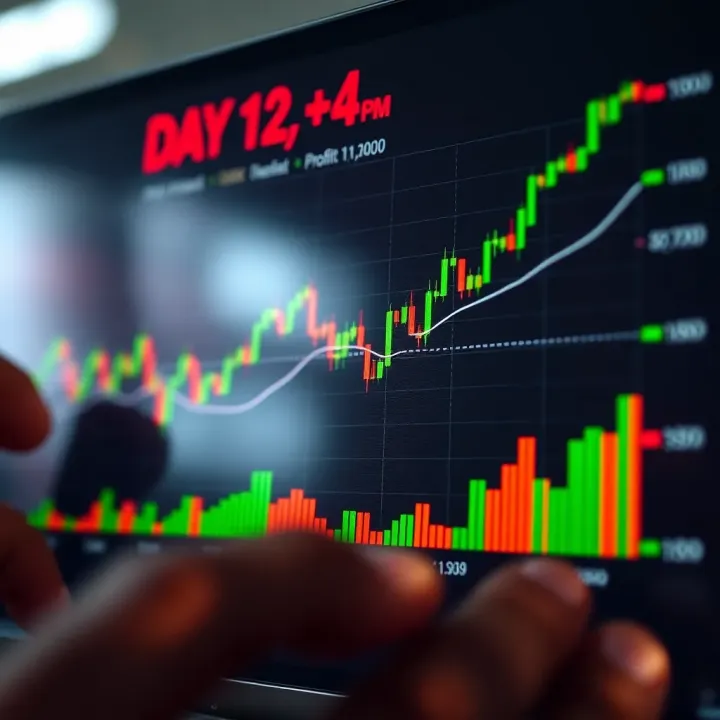 Graph illustrating risk management strategies with profit and loss indicators